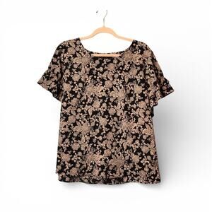 Lane Bryant Size 20 Brown Floral Print Blouse Polyester